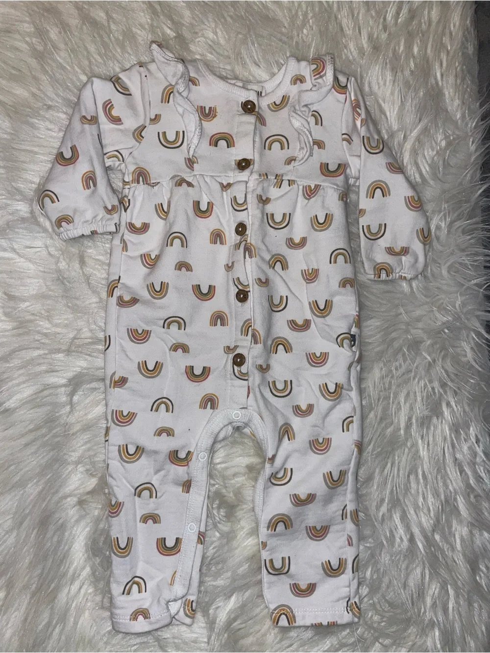Baby Girls 3-Piece  Set - Mustard Polka Dot, White Floral & Rainbow Print